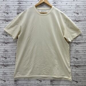 BYLT Lux Shirt Men's 2XL Crew Split Hem Short Sleeve Cream Athleisure Stretch